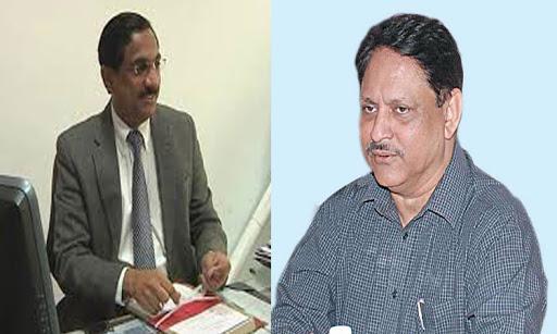 Pradeep Chandra (left) and the incoming Chief Secretary SP Singh - Sakshi Post