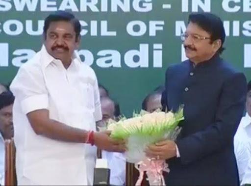 Edappadi K. Palaniswami being sworn-in as Chief Minister of Tamil Nadu by Governor Ch. Vidyasagar Rao at Raj Bhavan on Thursday - Sakshi Post