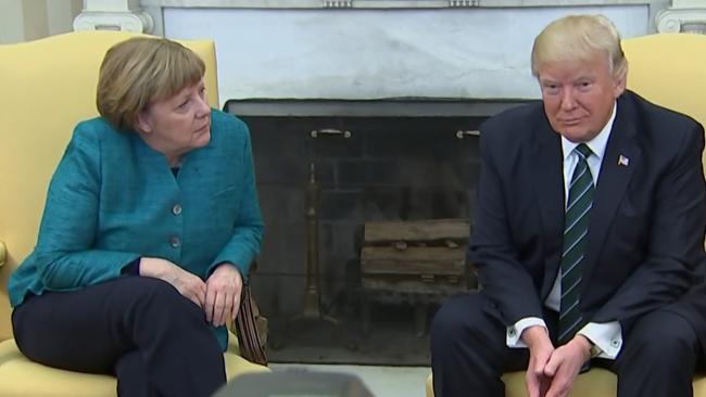 Merkel asked Trump if he wanted to shake hands for the cameras, but the President did not respond - Sakshi Post