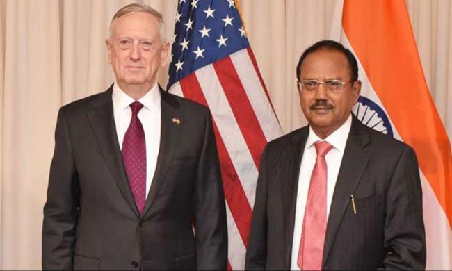 Aijt Doval during his US visit met US Defense Secretary, Gen (rtd) James Mattis - Sakshi Post