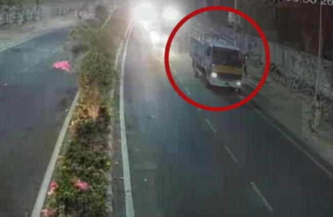 The van trying to overtake other vehicles from the left side, hitting a group of walkers - Sakshi Post