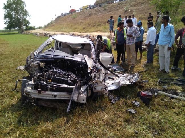 Mangled remains of the ill-fated car - Sakshi Post