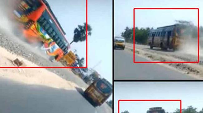Two drivers of private travels gave some anxious moments for passengers travelling in the buses&amp;amp;nbsp;on Coimbatore-Pollachi highway in Tamil Nadu. - Sakshi Post