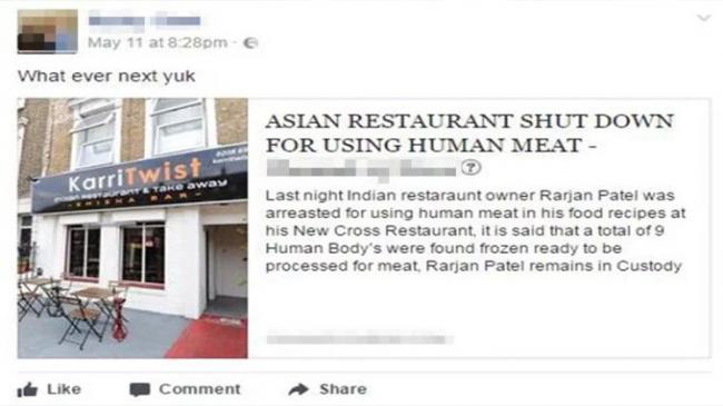 The restaurant was closed after a fake news report claiming it serves human meat went viral on Facebook - Sakshi Post