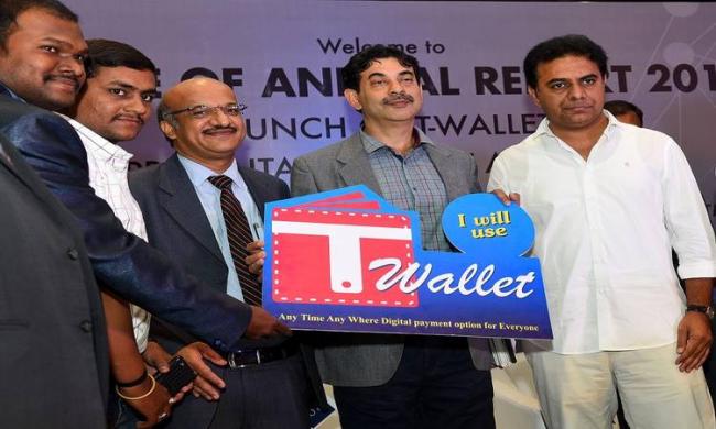IT Minister KT Rama Rao launched T-Wallet here on Thursday IT Minister KT Rama Rao launched T-Wallet here on Thursday - Sakshi Post