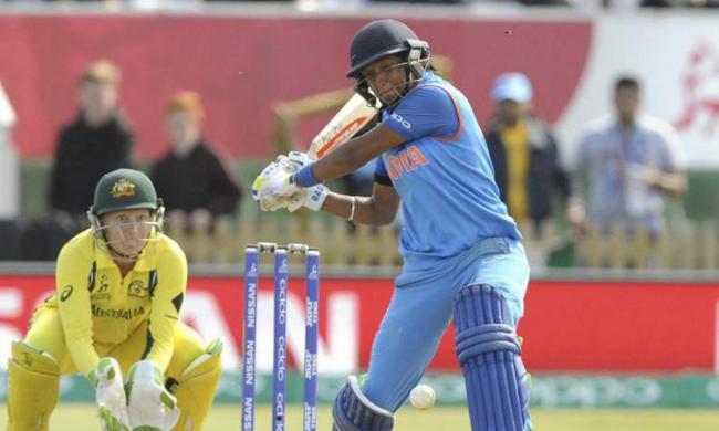 Harmanpreet Kaur plays a shot during the ICC Women’s World Cup 2017 semifinal match against Australia&amp;amp;nbsp; - Sakshi Post