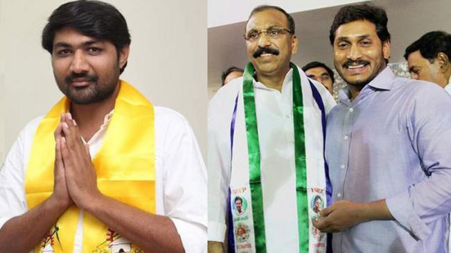 TDP candidate Bhuma Brahmananda Reddy; YSR Congress Party candidate Silpa Mohan Reddy with party president YS Jagan Mohan Reddy - Sakshi Post