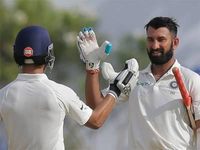 At stumps, Pujara was batting on 128 while Rahane was unbeaten on 103 as the right-handed duo guided India to a strong position, adding 221 runs for the fourth wicket. - Sakshi Post