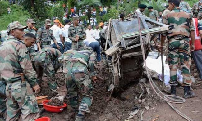 A massive landslide buried two Himachal Pradesh roadways buses - Sakshi Post