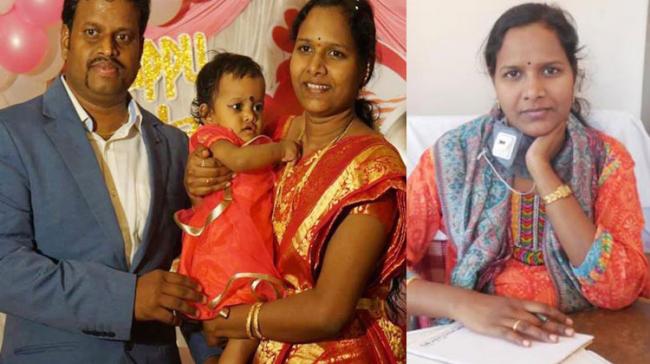 Dr Deepa with husband Praveen Kumar and daughter; at hospital (right) - Sakshi Post