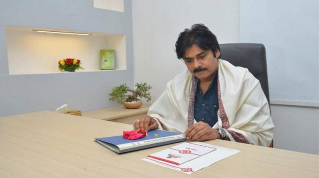 Pawan set up an office for his Jana Sena party, pictures of which are being widely circulated across several social media platforms - Sakshi Post