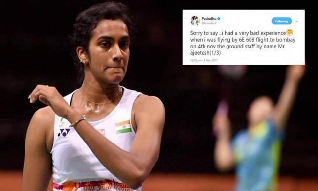 Ace shuttler Sindhu took to Twitter to recount the alleged rude behaviour of an Indigo Airlines staffer - Sakshi Post