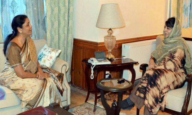 Defence Minister Nirmala Sitharaman and J&amp;amp;amp;K chief minister Mehbooba Mufti in September in Srinigar - Sakshi Post