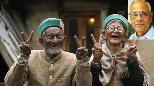 Negi(98), accompanied by his wife Hira Mani, daughter-in-law and grandson, walked to the booth set-up a kilometre away from their home to cast his vote in the recent Himachal Padesh Assembly elections. - Sakshi Post