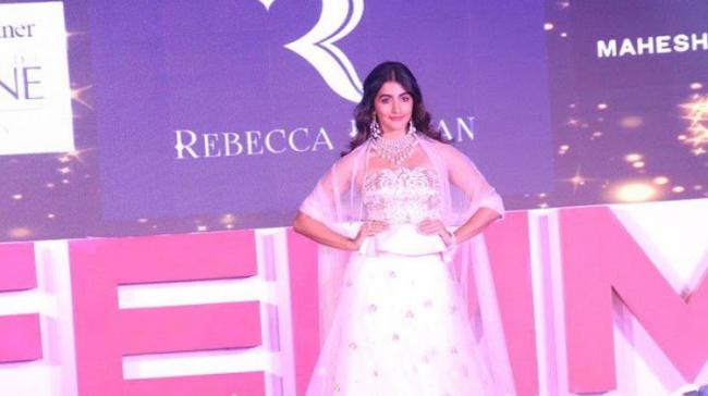 Pooja walked the ramp for designer Rebecca Dewan, who presented Belle Ame, a festive collection in French lace at ‘She Matters - A Fashion Walk for a Cause’. &amp;amp;nbsp; - Sakshi Post