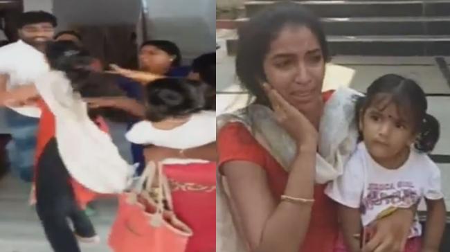 Srinivas Reddy beating his wife; Sangeetha with daughter outside husband’s house - Sakshi Post