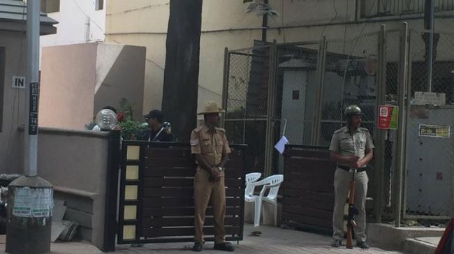 Police deployed at Prakash Padukone’s house in Bangalore.&amp;amp;nbsp; - Sakshi Post