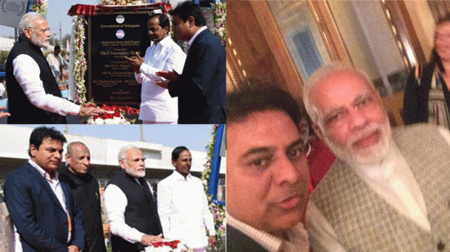 Telangana IT Minister KTR selfie with PM Modi&amp;amp;nbsp; - Sakshi Post
