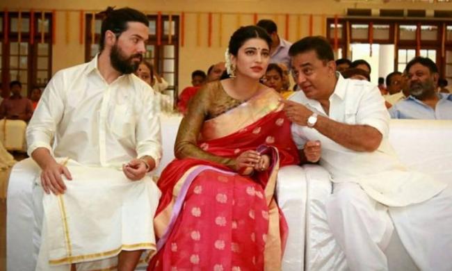 Shruti Haasan  with Michael Corsale along with father attends a wedding in Chennai - Sakshi Post