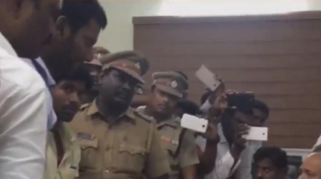 Vishal was taken into police custody when he staged a dharna against rejection of his nomination  Vishal was taken into police custody when he staged a dharna against rejection of his nomination  - Sakshi Post