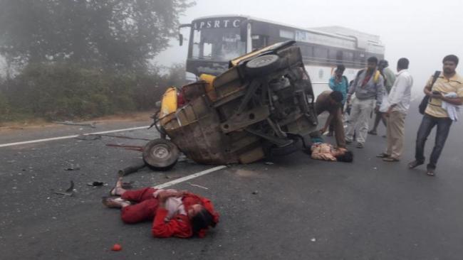 Bodies of the dead students at the accident spot - Sakshi Post