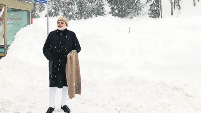 Modi, who arrived in Davos on Monday evening, will deliver opening keynote address on Tuesday morning at the world economic forum annual meeting. - Sakshi Post