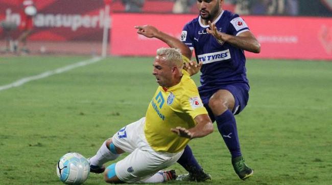 Kerala Blasters did not have a single shot on goal in the first half and were much improved in the second half with eight shots, three of them on target - Sakshi Post
