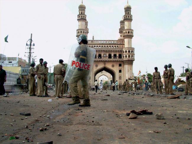 File Photo of Charminar After the blast at Mecca Masjid - Sakshi Post