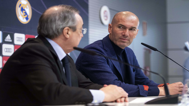 Zinedine Zidane looks at President of Real Madrid, Florentino Perez - Sakshi Post