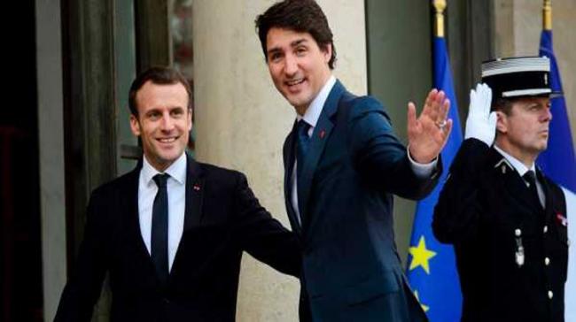 French President Emmanuel Macron and Canadian Prime Minister Justin Trudeau - Sakshi Post