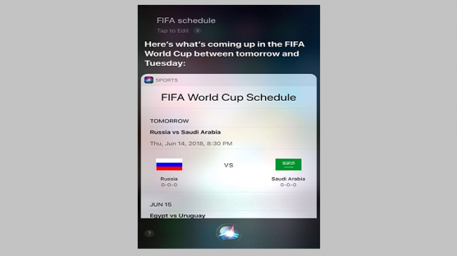 2018 FIFA World Cup updates on Apple Virtual assistant Siri - Sakshi Post