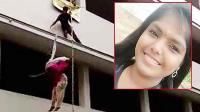N. Logeswari, a second-year student in Kovai Kalaimagal College of Arts and Science at Narasipur died on the spot after she hit the sunshade of the first floor - Sakshi Post