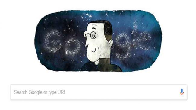 The Google Doodle on Tuesday that marks Lemaitre’s 124th birth anniversary depicts the cosmologist within the constantly expanding universe - Sakshi Post