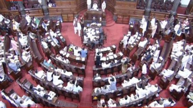 YSRCP MPs protesting Rajya Sabha - Sakshi Post