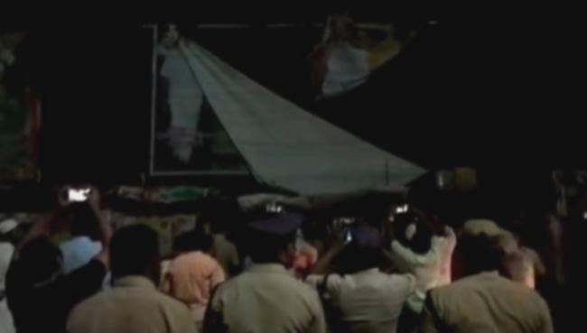 TDP leaders tore flexi posters of YSRCP in Kanigiri, while police remain silent spectators - Sakshi Post