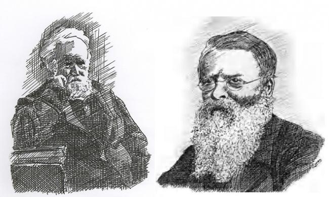 Janssen (left) and James Francis Tennant (right) in later years. (Portrait by Biman Nath) - Sakshi Post