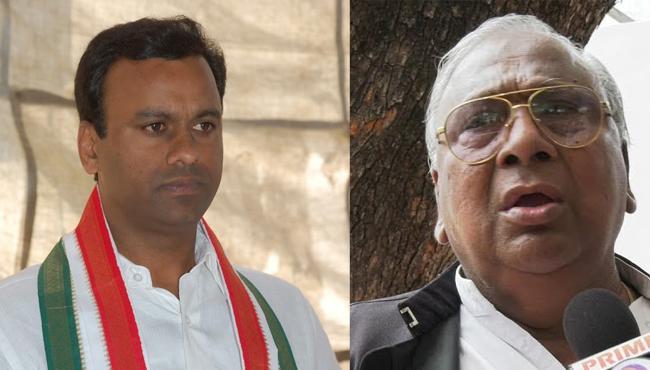 Congress leaders Komatireddy Rajagopal Reddy and  V Hanumantha Rao - Sakshi Post