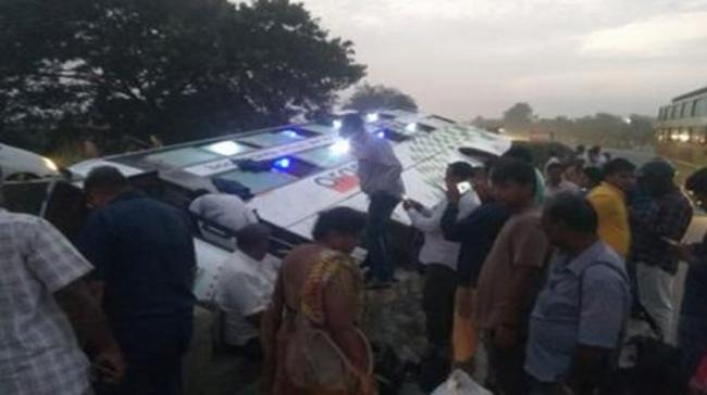 Bus at the accident spot - Sakshi Post