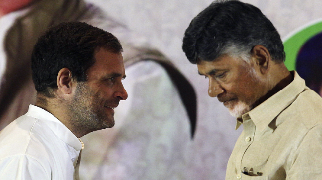 Congress president Rahul Gandhi and TDP President Chandrababu Naidu - Sakshi Post