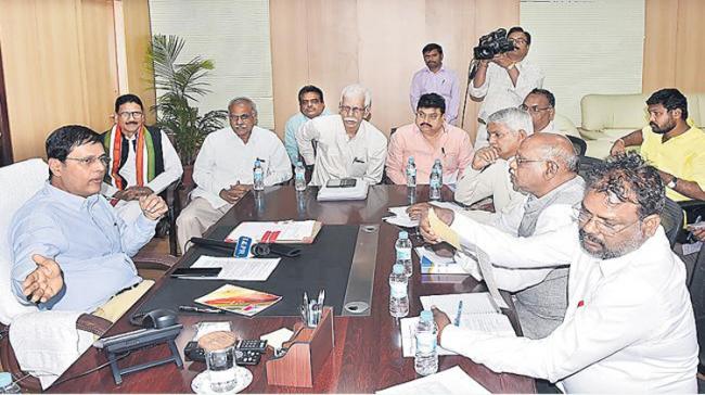 CEO Rajat Kumar is in meeting with representatives of Political Parties CEO Rajat Kumar is in meeting with representatives of Political Parties - Sakshi Post