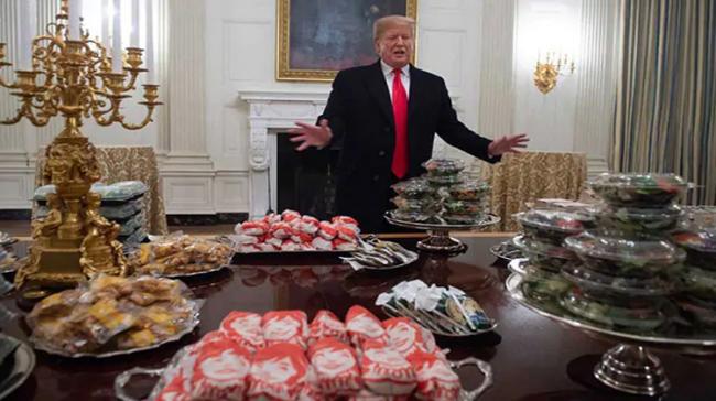 When Trump Ordered All American Burger Feast For visiting Football Team When Trump Ordered All American Burger Feast For visiting Football Team - Sakshi Post