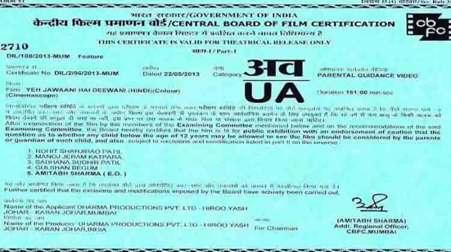 CBFC film certificate CBFC film certificate - Sakshi Post