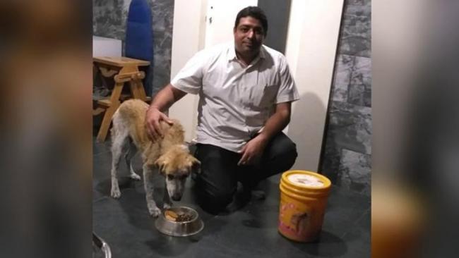 Ramesh Sancheti with his dog, Brownie - Sakshi Post