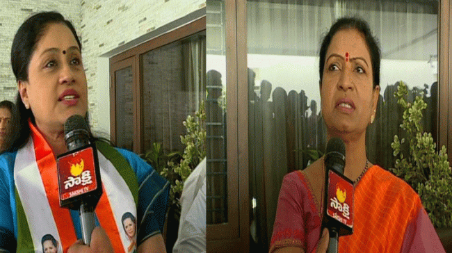 Congress campaigning committee chairperson  Vijayashanthi  and former minister DK Aruna - Sakshi Post
