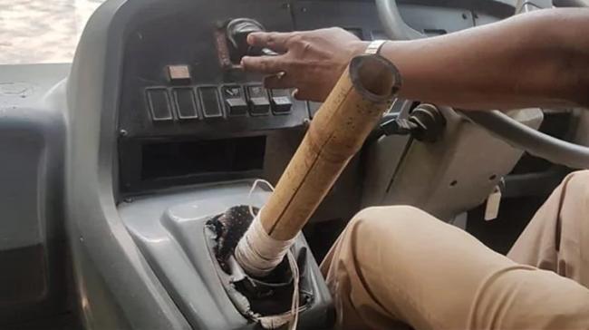 The bamboo stick used instead of the gear lever - Sakshi Post