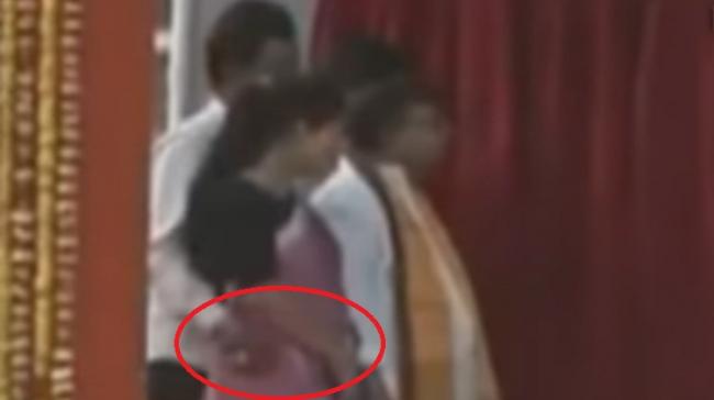 A screen grab from the video of Monoj Kanti Deb’s Indecent Behaviour towards Santana Chakma - Sakshi Post