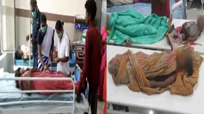 Victims undergoing treatment for food poisoning Victims undergoing treatment for food poisoning - Sakshi Post