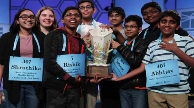 Six Indian-origin students among the eight participants won the prestigious Scripps National Spelling Bee - Sakshi Post