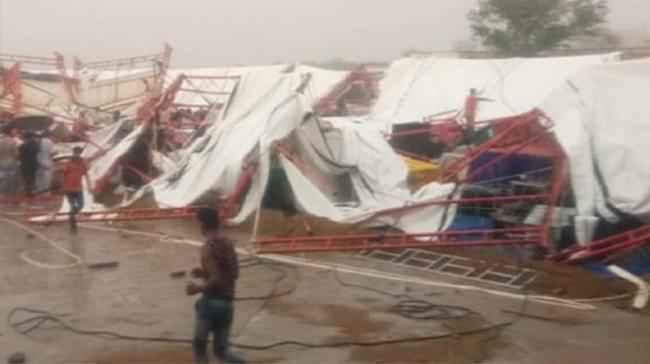 Around 14 people died and many were injured when a massive tent erected for people attending a religious gathering collapsed during a dust storm - Sakshi Post