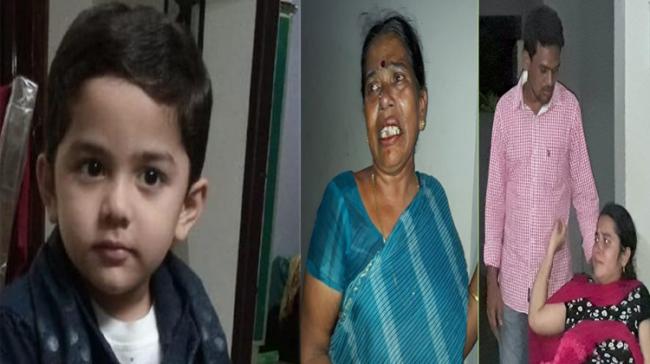 Kidnapped Boy Jasith Inset: His grandmother Parvathamma and parents - Sakshi Post